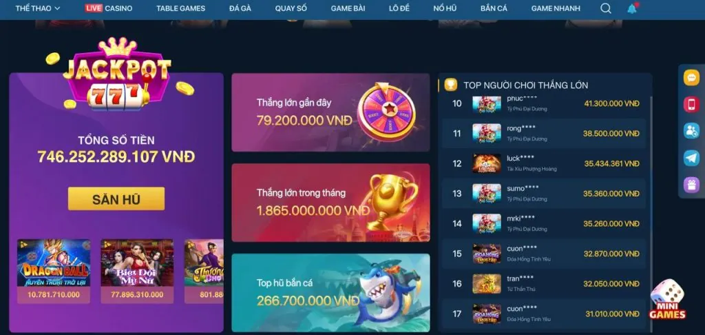 Game nổ hũ Jackpot lũy tiến M33WIN